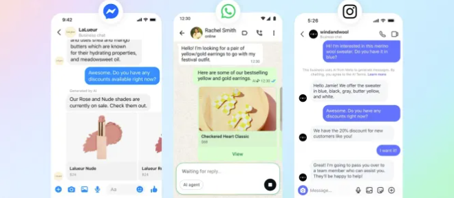 Meta AI Business Agent interface on WhatsApp